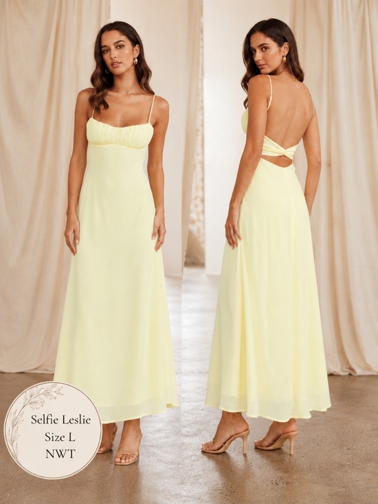 Selfie Leslie Dresses & Skirts - Selfie Leslie NWT Nerida Lemon Twist Back Maxi Dress Size L